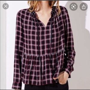 Loft Plaid Peplum Top